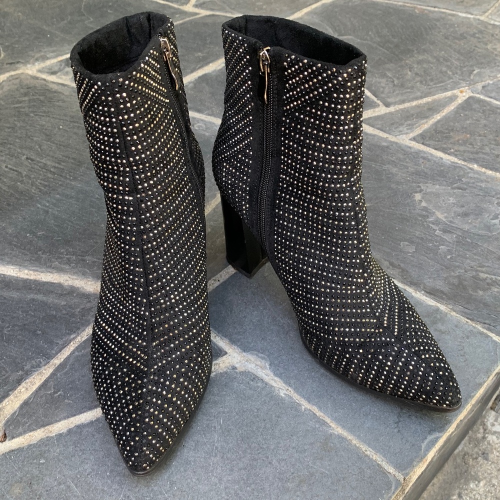 Rhinestone Studded Ankle Boots